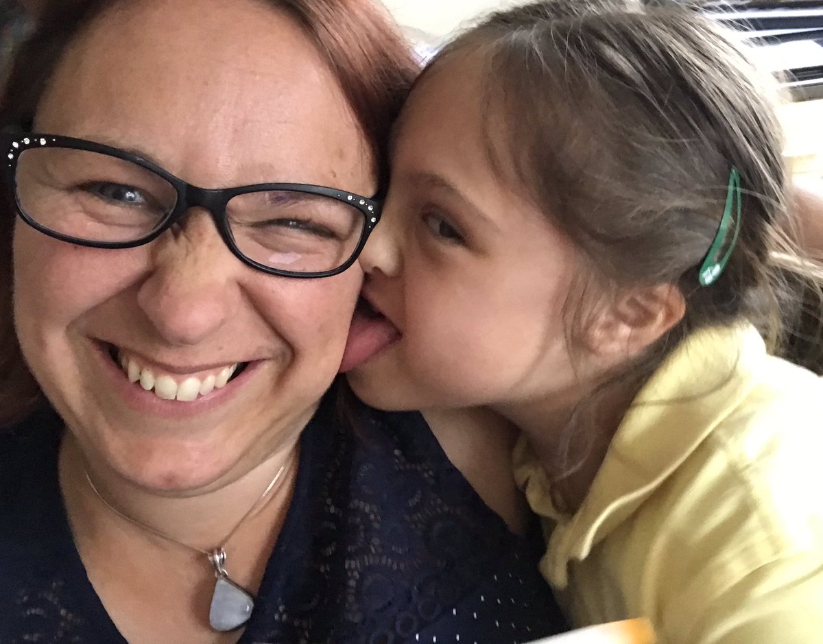 KarinCrimmins's tweet photo. This small child should be tired and asleep but she’s non stop talking.  All about “Grandma is in my heart forever 💕” and telling me she wants to make a #BlueAbyss PowerPoint like her friend has done for homework 📚 #DownSyndrome #ExpectThis  @Wouldntchangea1 @PositiveaboutDS https://t.co/w9O1hEGoNS