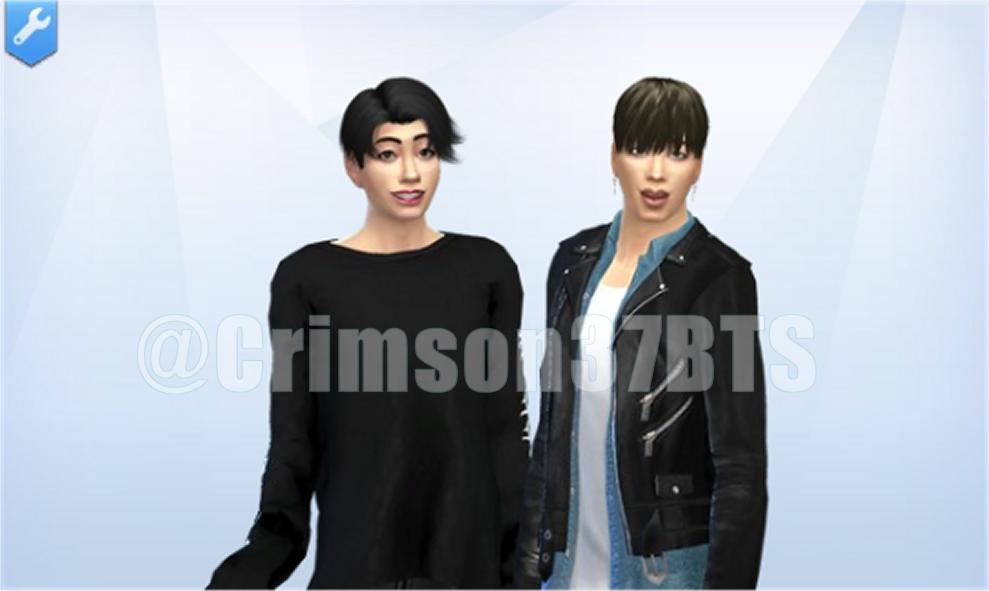 Crimson37BTS's tweet photo. I did a thing on sims 4. See if you can guess who they are supposed to be
(disclaimer - I only got the game two weeks ago and these are the first two sims i made) https://t.co/hUVi4HZRiQ