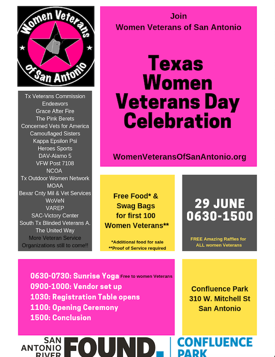 WomenVetsOfSA's tweet photo. #joinWVSA for our Tx Women Veterans Day Celebration on 29 June! #WomenAreVeteransToo #WVSAsisterhood #SheServed #army #navy #airforce #marines #coastguard https://t.co/46lMHDP4Ae