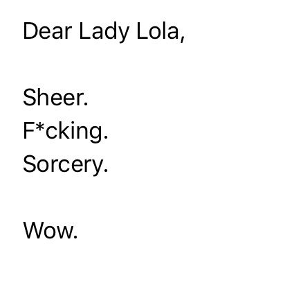 LadyLolaLondon's tweet photo. This 3 word critique speaks volumes. No doubt I leave an impression on My subjects. #MistressReview https://t.co/YDiBSpCWn5