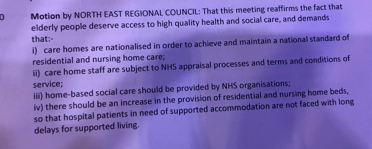 Just as Jeremy Hunt states that people should “work hard to save” for social care, the BMA just passed this motion calling for a National Social Care Service in line with Labour policy. #ARM2019