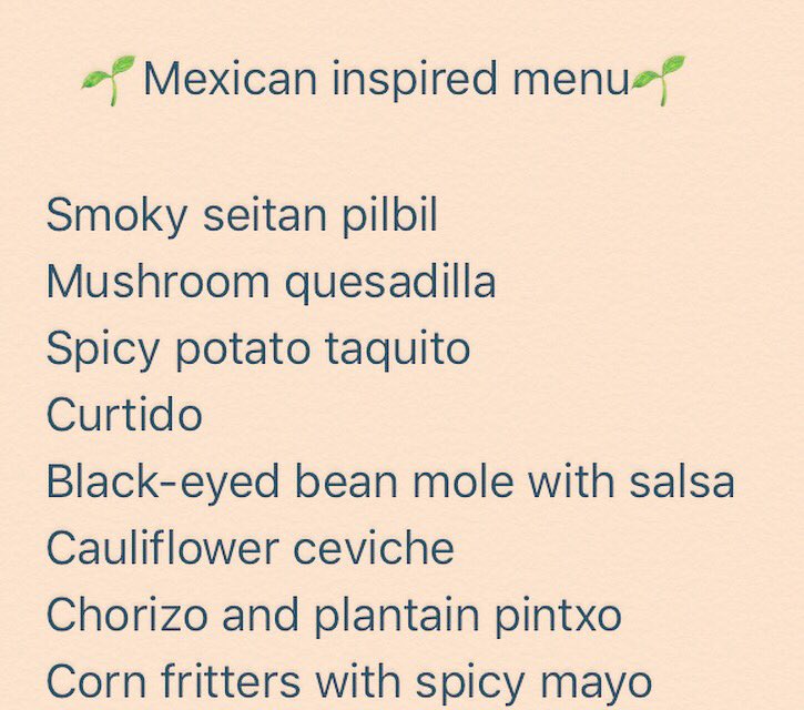 🌵Mexican inspired menu 🌵

Served this Thursday, Friday and Saturday from 6pm. Don't forget to book a table!!
#vegan #veganfood #veganfoodporn #veganmexicanfood #lenton #uon #nottinghamtrent #nottingham #nottinghamvegans #vegansofnottingham #lovenotts #nottsnosh
