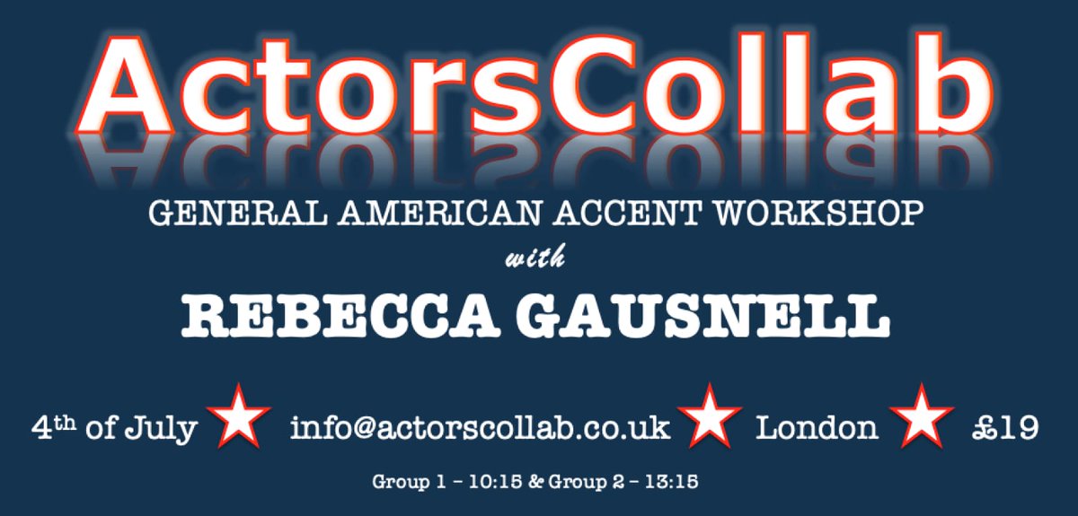 ActorsCollab (@actorscollab) on Twitter photo 📍Want to learn a General American Accent?
📍Need help perfecting what you already know?
📍Has it been a while, do you need a refresher?
📍Have you got an audition or project coming up?
<a href="/ActorsCollab/">ActorsCollab</a> - General American Accent Workshop with Rebecca Gausnell 🇺🇸🇺🇸
#retweet 📍Want to learn a General American Accent?
📍Need help perfecting what you already know?
📍Has it been a while, do you need a refresher?
📍Have you got an audition or project coming up?
<a href="/ActorsCollab/">ActorsCollab</a> - General American Accent Workshop with Rebecca Gausnell 🇺🇸🇺🇸
#retweet