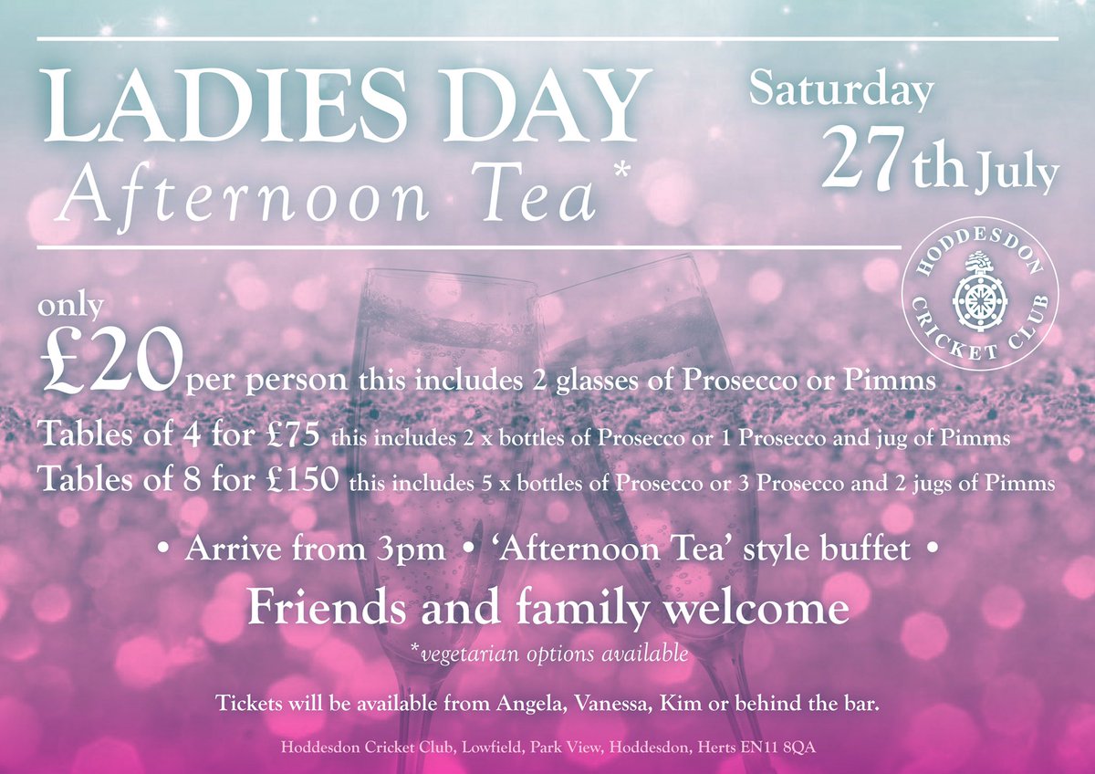 HoddyCCOfficial's tweet photo. @HoddyCCOfficial popular Ladies Day...Tickets are now ON SALE.  Please contact Angela Bailey 07887 687435 (angelamjbailey@gmail.com) to purchase tickets - should be a great day for our fabulous Ladies and Friends #proseccopower https://t.co/RMPob8kTG5