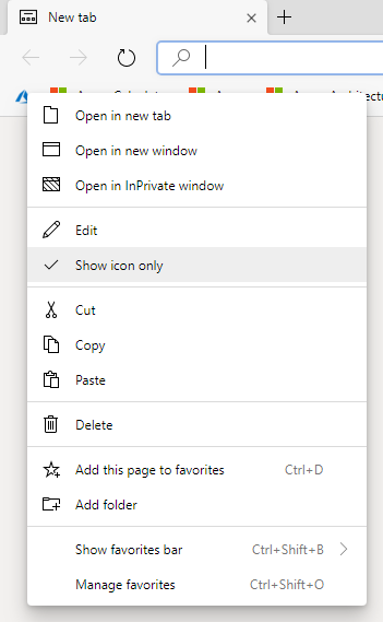 wisniewskit's tweet image. The new &quot;Show icon only&quot; featue in @MSEdgeDev is super useful :) #msedgedev #msedge #edge #microosftedge #browser
