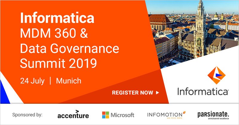 Informatica_DE's tweet photo. Freuen Sie sich auf spannende Kundenvorträge auf dem MDM 360 &amp; Data Governance Summit in München am 24. Juli und vernetzen Sie sich mit Experten, Kollegen und Branchenführern. https://t.co/4KM9maftD4 #MDM360 #DataGovernance #CX #Informatica https://t.co/YXVaSBjaMe