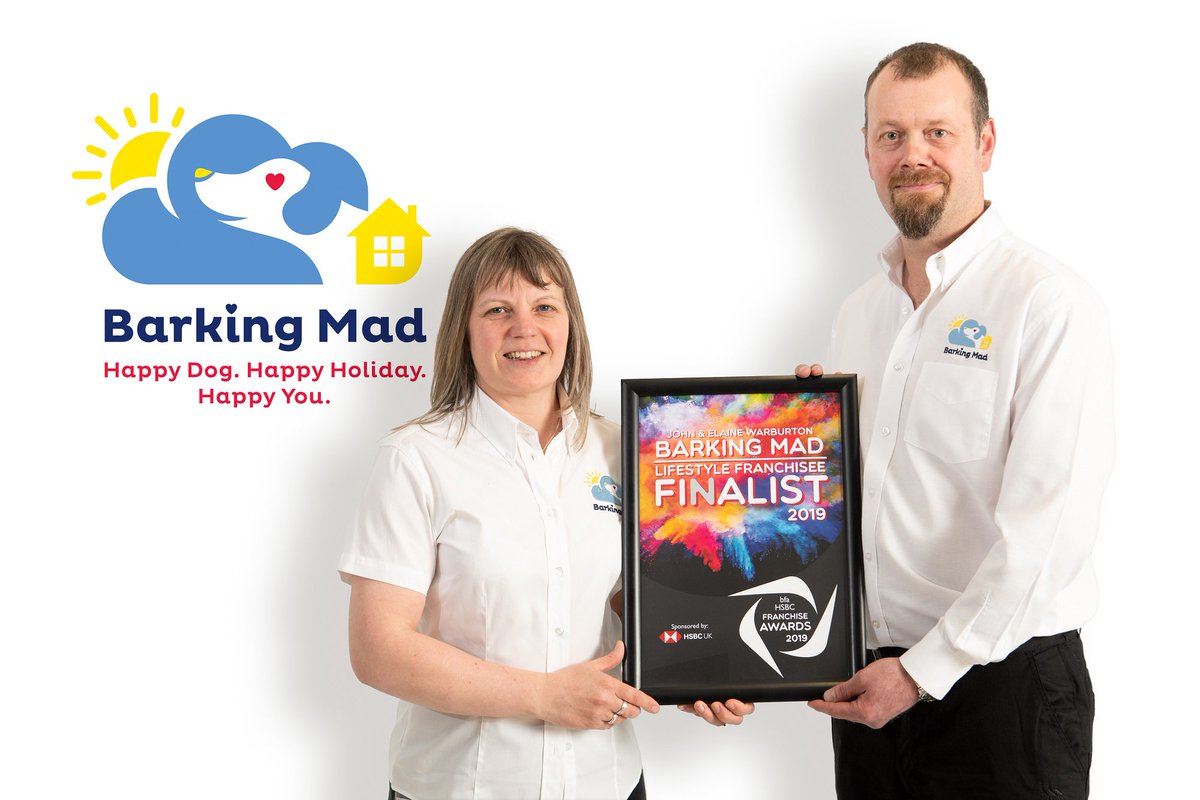 John and Elaine Warburton took on <a href="/BarkingMadHQ/">Barking Mad Dog Care</a> Fife &amp; Kinross in 2014. Since then, they have grown the business year-on-year, leading to a nomination for the Lifestyle award at the bfa HSBC Franchise Awards. ow.ly/Wkeq50uGRIY #BFAAWARDS19 #BestInFranchising