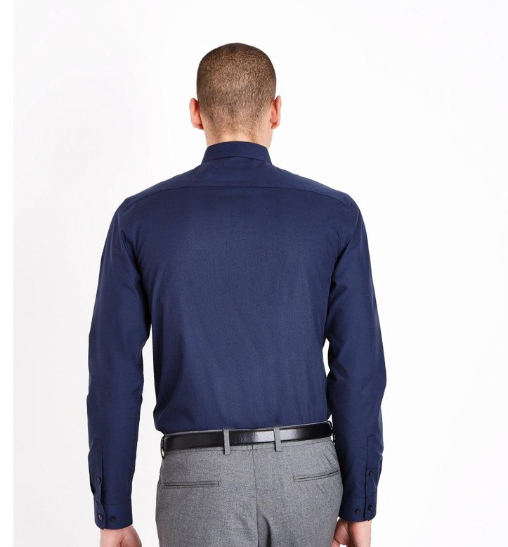 Navy Poplin Long Sleeve Shirt.Available only in XS,XXS and XXXL only N5,500