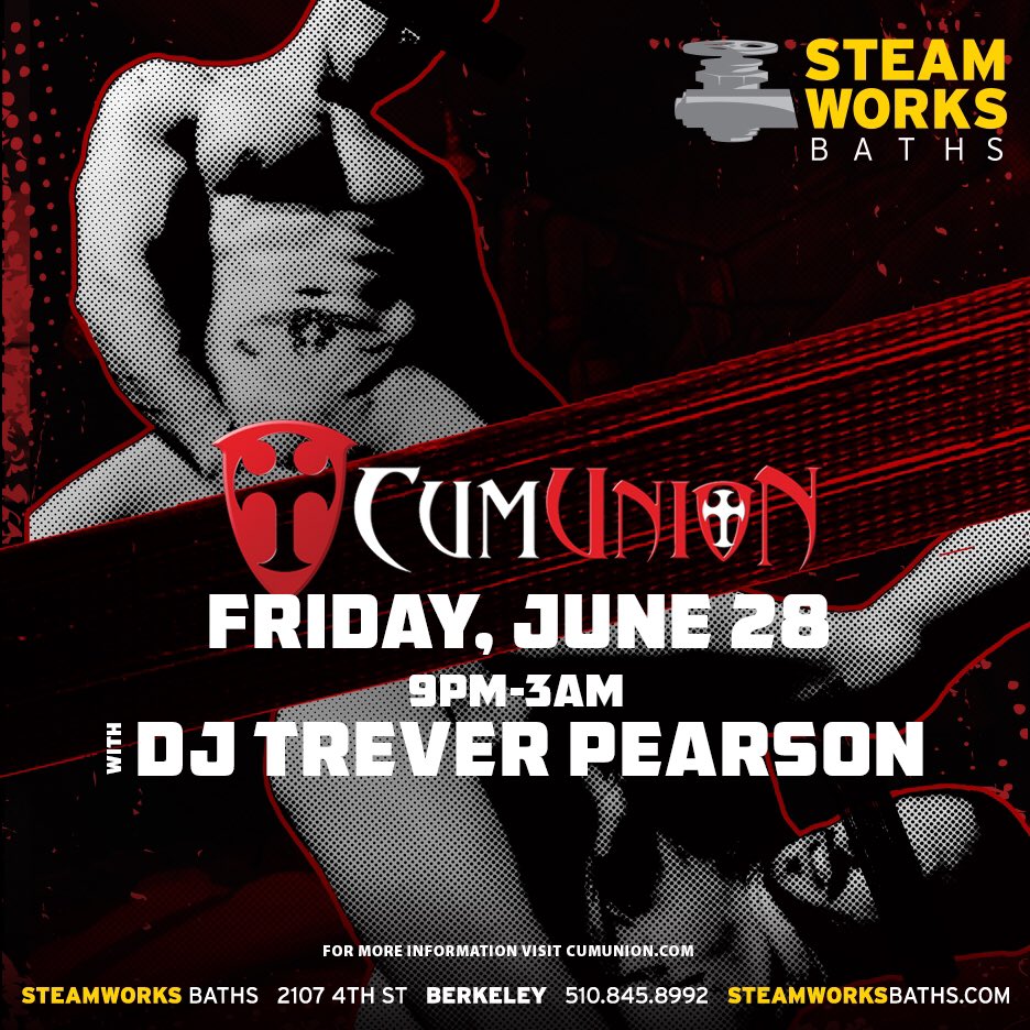 SteamworksBRK's tweet photo. Start out #SFPrideWeekend with us on Friday, June 28th! Cum on over and have some fun during our #CumUnion party from 9:00PM-3:00AM
#WeCanHost https://t.co/E2SOZnsqlq