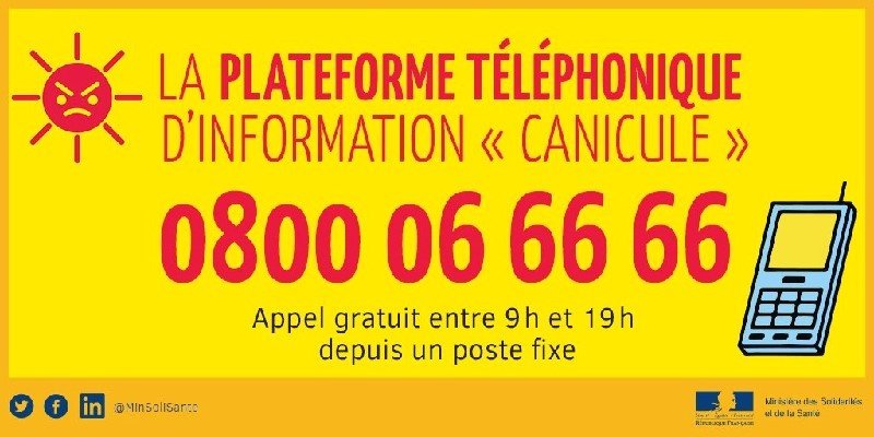 #Canicule ☀️☀️☀️ // Notre département est placé en vigilance jaune canicule. Soyez prudents, hydratez-vous ! ℹ️ solidarites-sante.gouv.fr…/risques-climat…/canicule