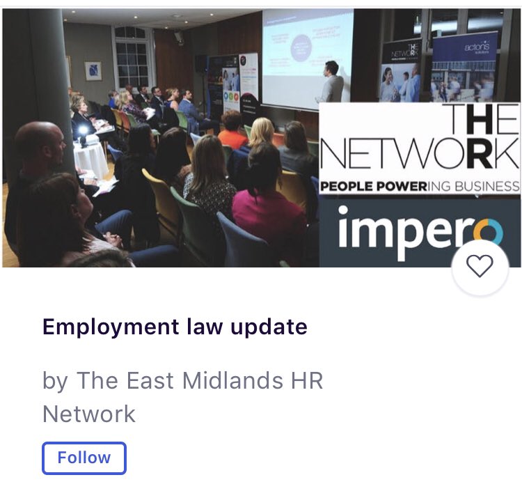 Looking forward to presenting at this for the <a href="/thehrnetworkem/">East Midlands HR Network</a> tomorrow with <a href="/jsemplaw/">James Symons</a>. We’ll be covering #veganism, suspension, shared parental leave, #goodworkplan, #modernslavery &amp; more! #hr #ukemplaw