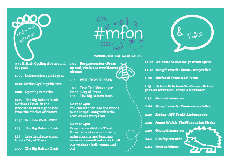 We'll be at Manchester Festival of Nature <a href="/MancNature/">#MFoN</a> this weekend - it's going to be a great day, there's so much going on, come and say hi! :) #MFoN
