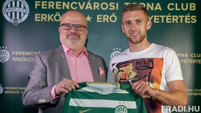 BUDAPEST, HUNGARY - AUGUST 4: (l-r) Eldar Civic of Ferencvarosi TC, Myrto  Uzuni of Ferencvarosi TC, Ihor Kharatin of Ferencvarosi TC, Aissa Laidouni  of Ferencvarosi TC, Tokmac Chol Nguen of Ferencvarosi TC