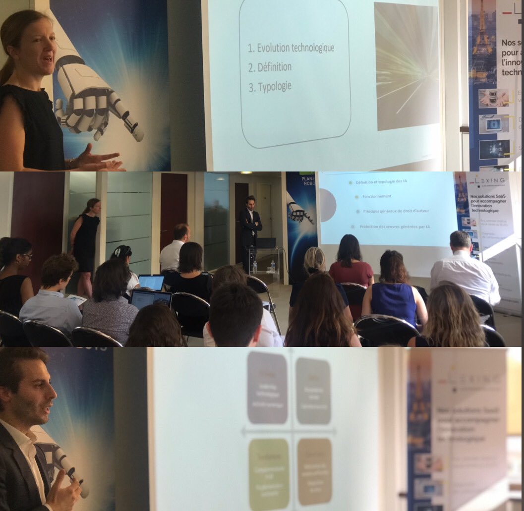 Intelligence artificielle et droit d’auteur: petit-déjeuner débat animé ce matin au cabinet ⁦@AB_Avocats⁩ par Marie Soulez et Jeremy Bensoussan ⁦<a href="/MarieSoulez/">Marie Soulez</a>⁩ ⁦<a href="/JBLexing/">Jérémy Bensoussan</a>⁩ #Ai #IA #robotics