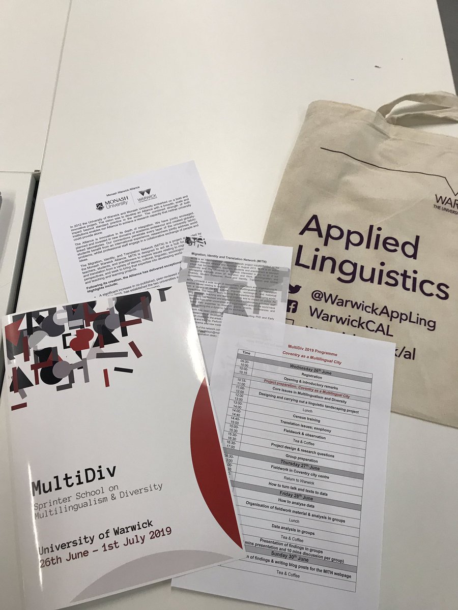 All ready for MultiDiv 2019 - Sprinter School on Multilingualism &amp; Diversity <a href="/warwickuni/">University of Warwick</a> <a href="/MonashWarwick/">MonashWarwick</a> @MonWarMITN <a href="/WarwickAppLing/">Warwick Applied Linguistics</a>  #multilingualism #diversity #Coventry as a Multilingual City #LinguisticLandscape