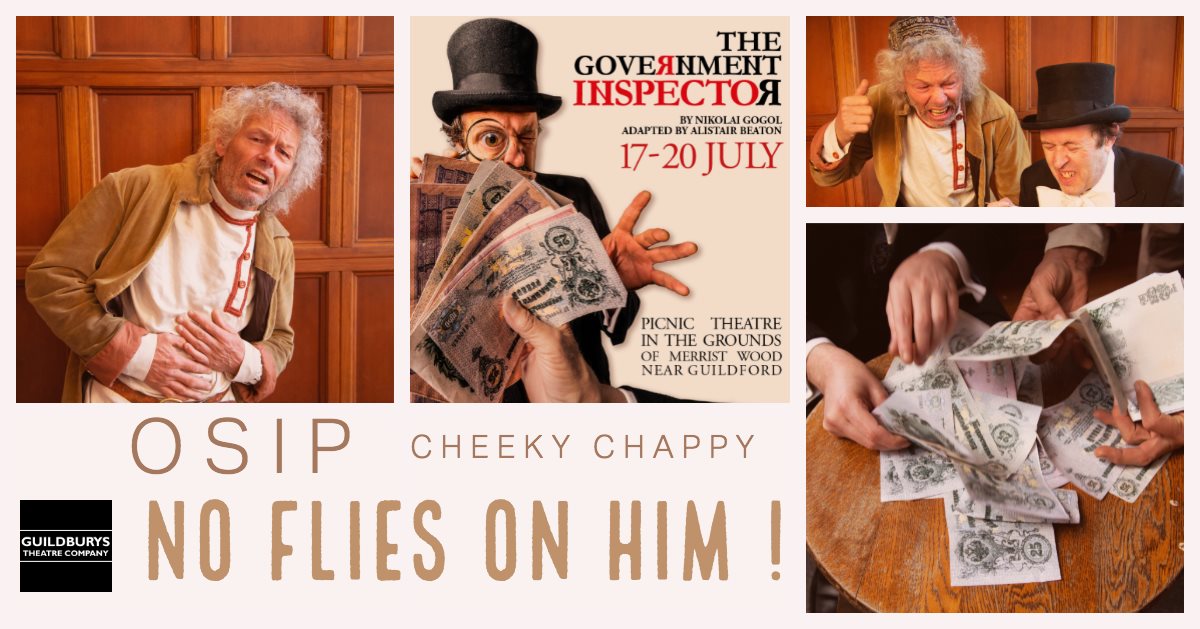 Guildburys's tweet photo. Osip has seen it all. Will he ever get fed? Will he ever get paid? Come and see The Government Inspector at Merrist Wood @merristevents Tickets here: 
https://t.co/78f4SrcXlk https://t.co/sGhhHmwkVc