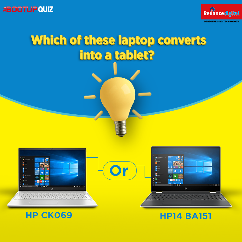 RelianceDigital's tweet photo. Think you know all about the latest laptops? Share the correct answer with us in the comments below. #BootUpIndia #BootUpQuiz https://t.co/PV6uxANXAd