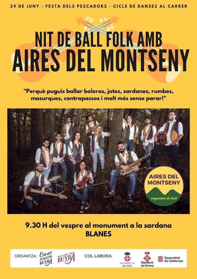 Dissabte serem a la festa dels pescadors de Blanes. A les 21.30h al Monument de la Sardana!

<a href="/EsbartJRuyra/">Esbart Joaquim Ruyra</a> <a href="/Blanes_cat/">Ajuntament de Blanes</a> <a href="/microscopi_/">Segell Microscopi</a> #blanes #ballfolk #lliurealbir #ballcatalà
