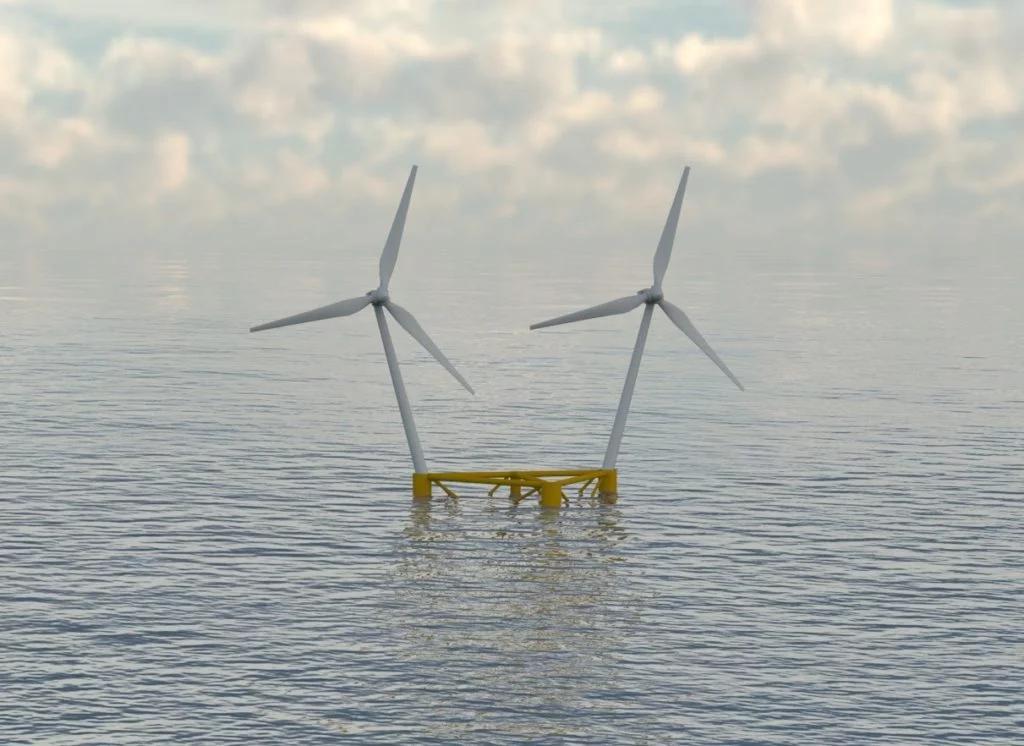 Servidumbres's tweet photo. #EnerOcean conecta la 1a plataforma flotante del mundo con doble turbina W2Power, de 6MW, en Canarias. El prototipo, con 2 torres de inclinación lateral,  está concebido para profundidades que entre 35 y 300m. 
Estudios #aeronáuticos - #eólica #offshore
#Servidumbres aeronáuticas https://t.co/hfz0ytXLeD