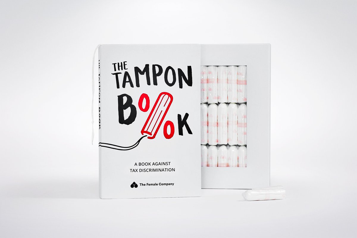 qikipedia's tweet image. Because female sanitary products in Germany are taxed as luxury goods at 19% and books only at 7%, earlier this month a local company protested against the luxury tax by publishing a book about menstruation with 15 tampons inside. (Image: The Female Company.)