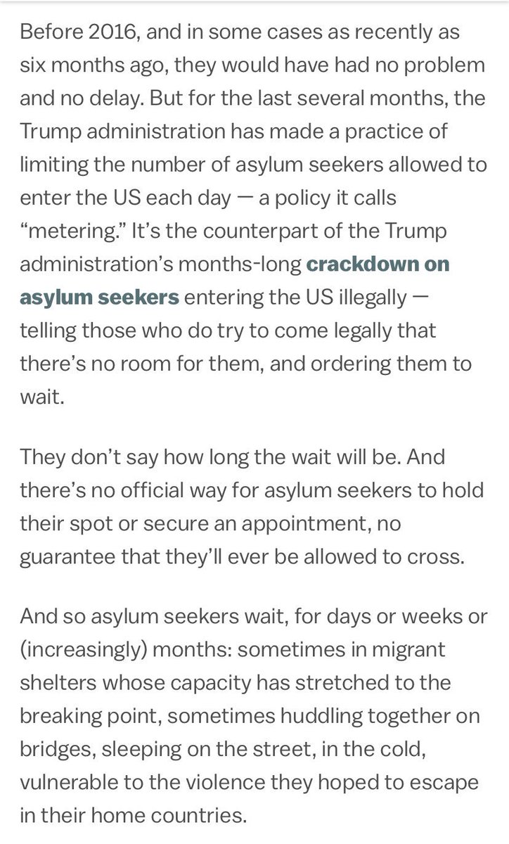 maggieNYT's tweet photo. More on the Trump administration practice of “metering” asylum claims, which reportedly happened to the father and daughter who drowned, as a way to deter asylum seekers from legal passage, via Dara Lind from last year https://t.co/zV5uYCZ6ef https://t.co/OsTvgU3dS1