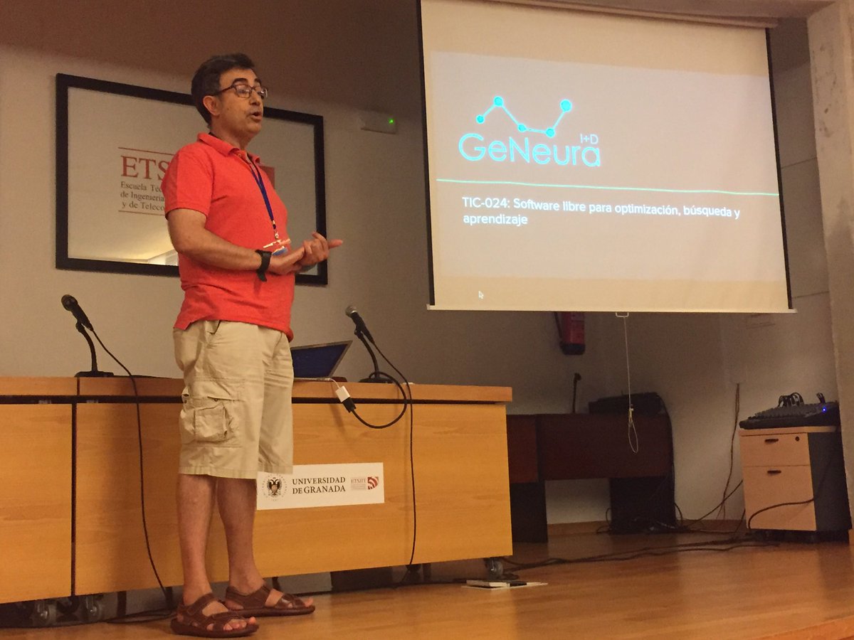 Presentación de <a href="/geneura/">Grupo GeNeura Team</a> por <a href="/jjmerelo/">JJ Merelo</a> en el encuentro en la <a href="/ETSIIT_UGR/">ETSIIT -UGR-</a> de <a href="/CanalUGR/">Universidad Granada</a> con Investigadores en Tecnologías de la Información y de las Comunicaciones, organizado por el presidente del área TIC de la Agencia Española de Investigación