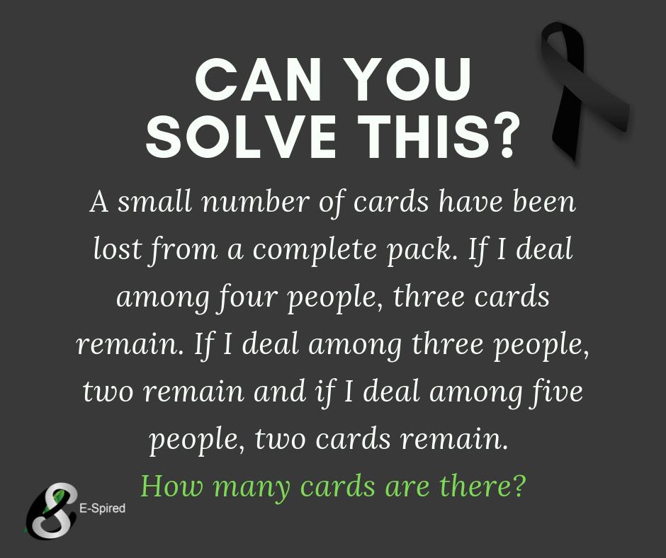 espiredlife's tweet photo. Riddles are a great brain training method, can you solve this one?

#Riddle #Tricky #SolveThis #Cards https://t.co/X016NxDX1C
