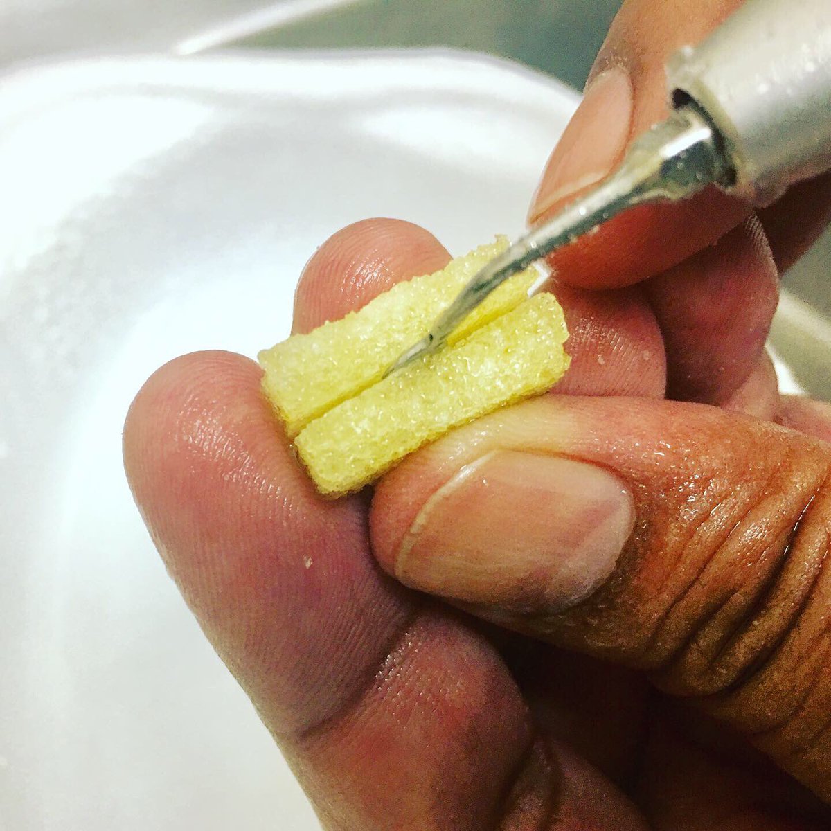 K9implantor's tweet image. Experimenting with the handling of Cerabone Bovine Bone Block outside the patient’s mouth! Piezo instrument, micromotor drill, regular screws &amp;amp; tongue depressor! #boneaugmentation #implantdentistry #bahrain