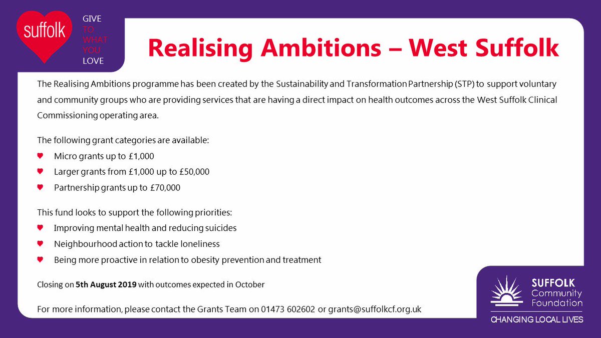 West_Suffolk's tweet photo. Are you part of a #CommunityGroup in #WestSuffolk who is working to tackle #Loneliness  improve #MentalHealth and reduce #Obesity? If the answer is yes then funding is available. Find out more at https://t.co/Jmoy0AlGUQ https://t.co/Yj0UXXTTpU