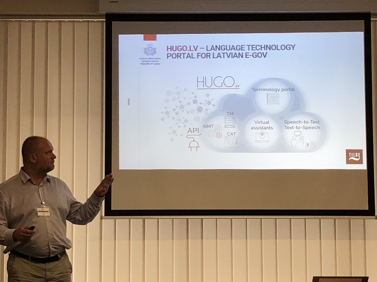 franzvitulli's tweet photo. Super interesting hearing from @kasparskaulins how Latvia is using AI and NLP technologies in government / parliament / public sector #LTI19 https://t.co/FeI94IWG1u