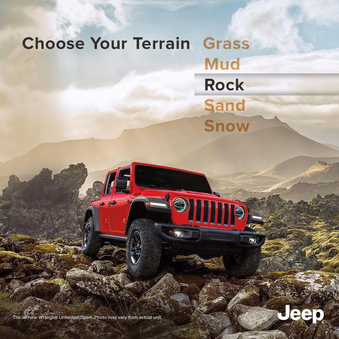 JeepPH's tweet photo. Whatever terrain you'll face your Jeep can handle it. Time to stand up and get out and experience what the world has to offer. https://t.co/HP6MScCRvh