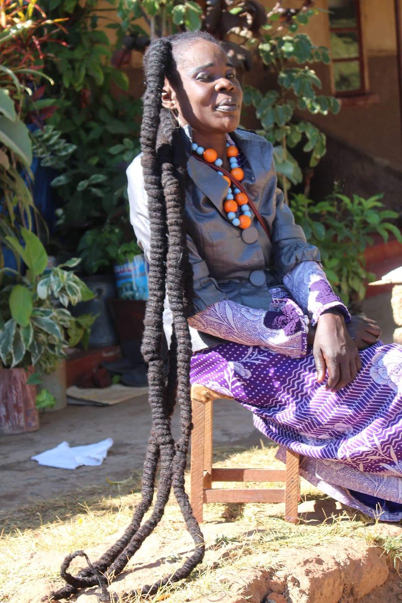 This Zambian woman with incredibly long hair twice her height seeks Guinness World Record [Photos]