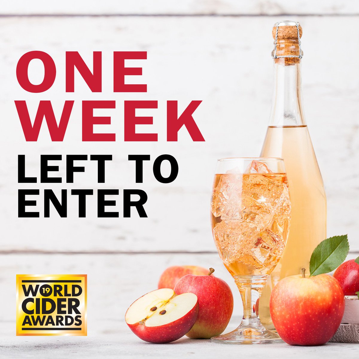 WorldsBestCider's tweet photo. There is just ONE week remaining to enter the World #Cider Awards 2019! 🍏🍎🍐
Make sure you don't miss out and enter here: https://t.co/mJcAUPwvgQ

#WorldCiderAwards #WorldsBestCider @TheDrinksAwards https://t.co/RFDJCtZRGm