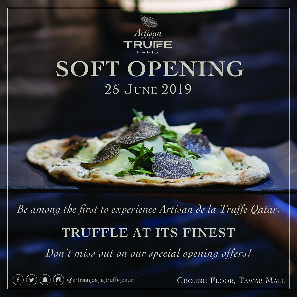 TawarMallDoha's tweet photo. The soft opening of @adtqatar First time in Qatar at @TawarMallDoha ⛲
Bookings from June 26th onwards. Don't miss out on the special opening offers! 

#truffe #truffle #artisandelatruffe #truffleup #softopening #SummerInQatar #OneForAll #WeAreQatar #TawarMall #Doha #Qatar https://t.co/WfcHPLbmHj