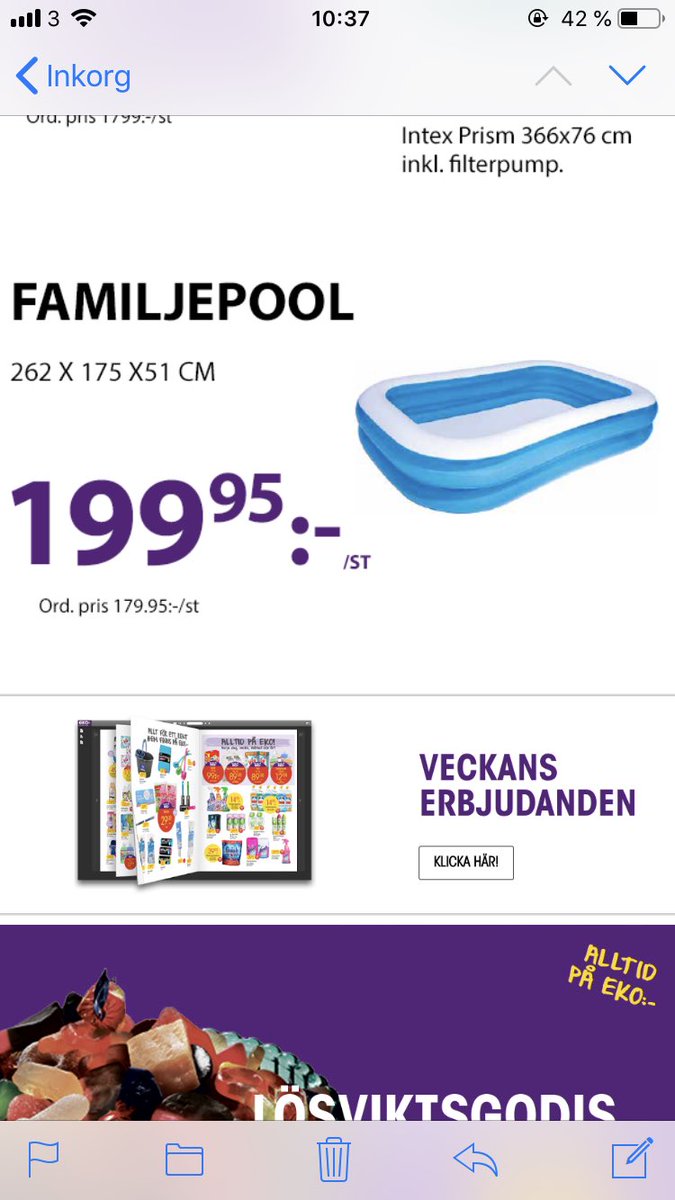 linneaj91's tweet photo. EKO annonserar ett sjukt bra pris på en familjepool. Men tror ändå jag inväntar ord. pris 😎 https://t.co/lryE92pWX7