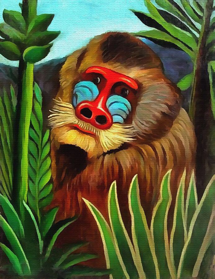 ButtonLane_'s tweet image. #3SP have created pop art versions of Henri Rousseaus famous picture Mandrill in the Jungle 🐒🌴🎨