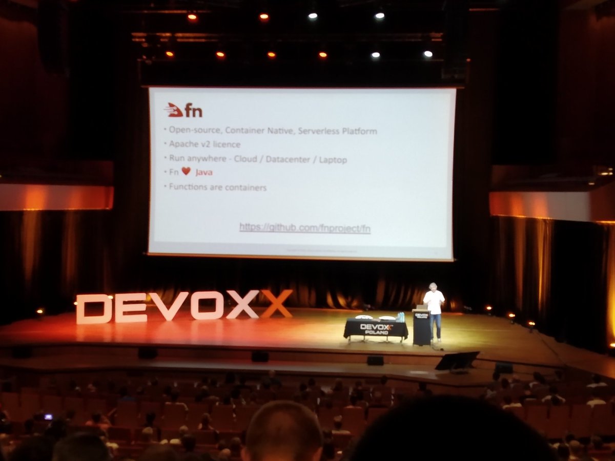 grzesuav's tweet photo. Starting #DevoxxPL z #Serverless #fn https://t.co/Uzxm5Tjxm9