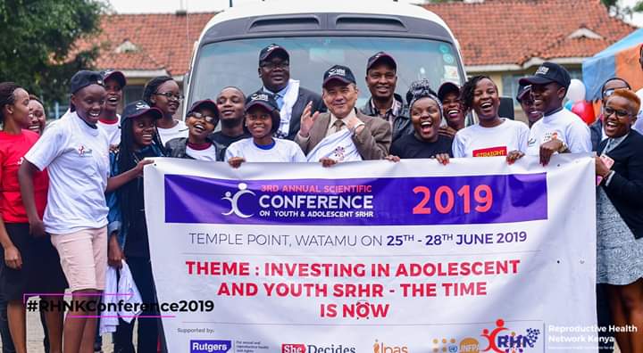 rhnkorg's tweet photo. The flagging off at the @rhnkorg's HQs at Upper hill, Nairobi. The #RhnkConference2019 youth caravan will travel 566km to Malindi engaging and collecting youth views on accessibility of SRHR services and information which will be subsequently presented as the outcome document https://t.co/Qy9eY0kXl9