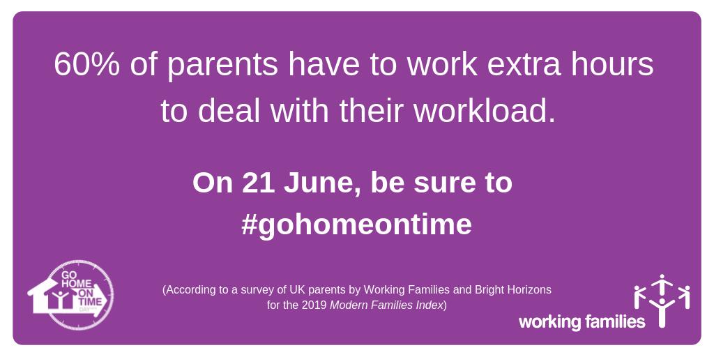 workingfamUK's tweet photo. It was fantastic to see such great support for #gohomeontime day.. Well done to everyone who finished work on time and made the most of the longest day. Especially to those who normally work beyond their contracted hours. Make finishing on time the norm, not the exception. https://t.co/CeoUvjzRcU
