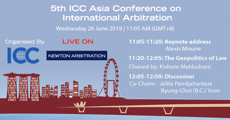 Stay tuned! Newton Arbitration will be STREAMING on Wednesday 26 June 2019 at 11:05AM (GMT+8) the 5th #ICCASIA Conference on International #Arbitration organized by <a href="/ICC_arbitration/">ICC Arbitration</a>, taking place in #Singapore. bit.ly/2IEBu5d