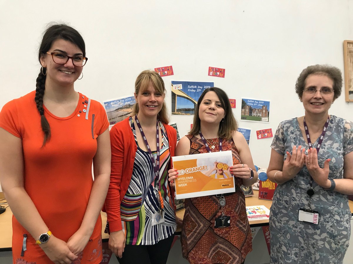 We're going orange today in the LRC to support Myeloma Awareness Week @MyelomaUK @SuffolkOne  #MyelomaAwarenessWeek #ShoutAboutMyeloma #Goingorange #charity #showingsupport #orangeclothes #orangenails