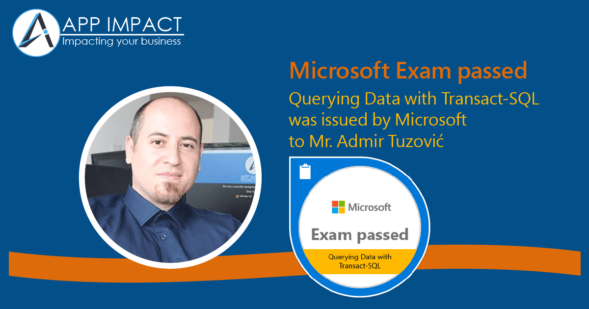 AppImpactHQ's tweet photo. Spring & Summer season of #certifications continues!
#AppImpact
#Certified
#MCP #MicrosoftCertifiedProfessional
#SQL https://t.co/7OQ9T0vbFW