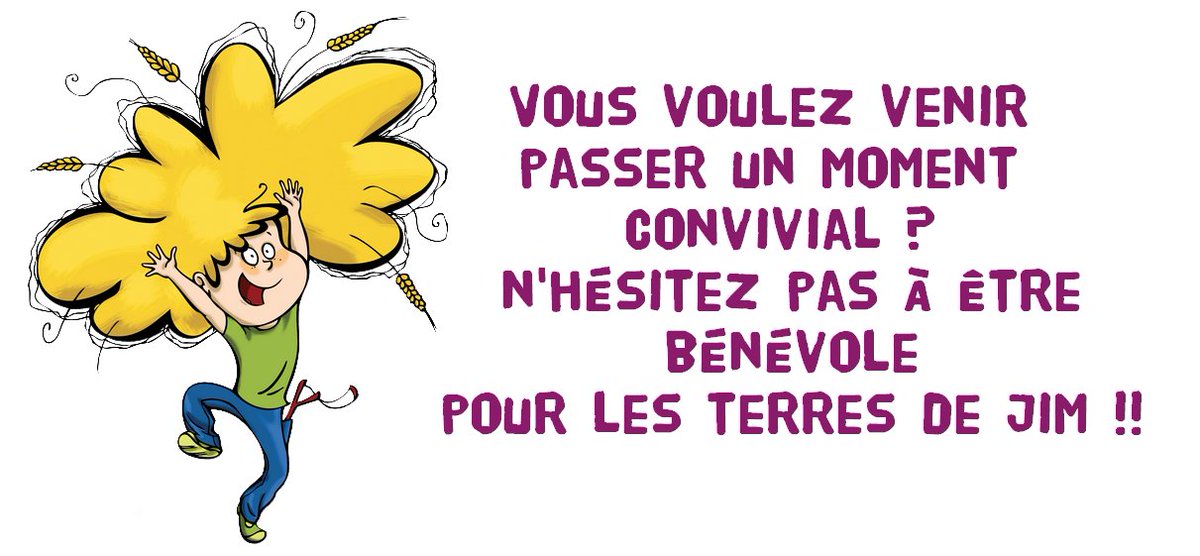 JimBataille's tweet photo. Venez passer un moment convivial, n'hésitez pas à être bénévoles pour les Terres de Jim !😁
Vous pourrez choisir de l'être 3 heures ou + !!
Formulaire d'inscription ➡️ https://t.co/gtKTbxb2Us

Ou par téléphone au 04 71 02 42 22 
Ou par mail à benevoles.lesterresdejim@gmail.com https://t.co/jwSBHe2yxi