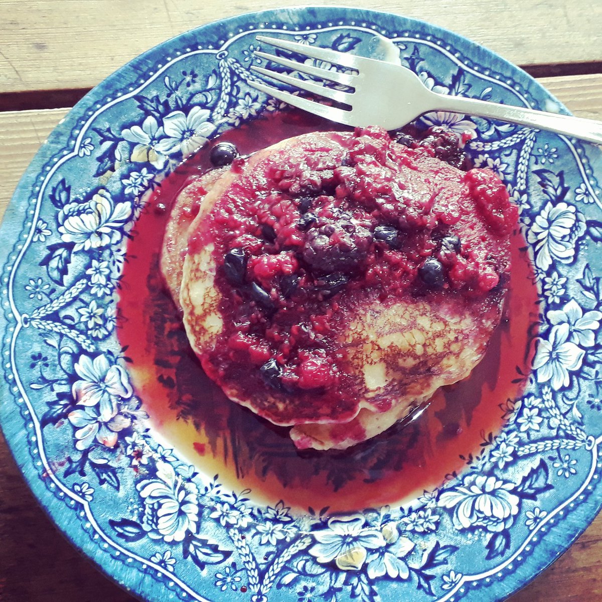 Vegan Gluten Free Berry Pancakes with Maple Syrup