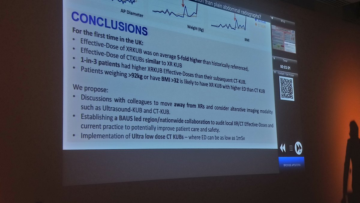 CT KUB less dose than xr kub if BMI &gt;32 &amp; equivalent if BMI &lt;32. The end of the plain film? #BAUS19