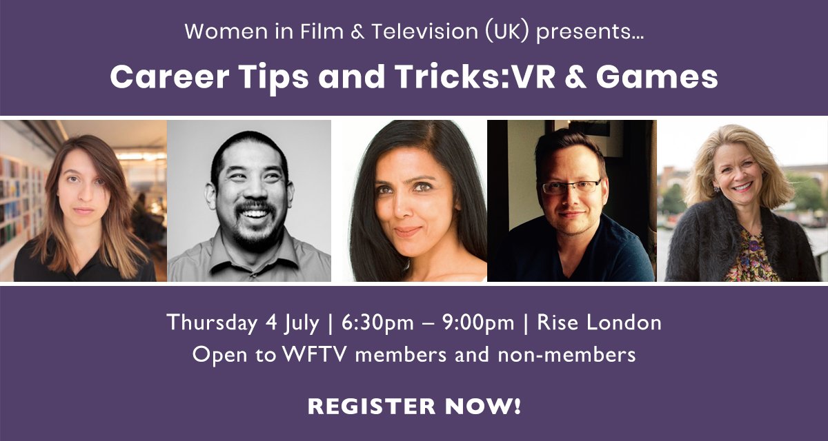 WFTV_UK's tweet photo. Want to find out about career opportunities in #VR and #games? Join us for our next #WFTVTipsTricks event on 4 July with @sulkymoanyface @ustwogames, @oneofmoo @foamswordgames, Mehjabeen Patrick @creativeengland & @Tuckface74 @sheffdocfest.
OPEN TO ALL! https://t.co/i1XmTPMhAT https://t.co/Ta6AWgGddm