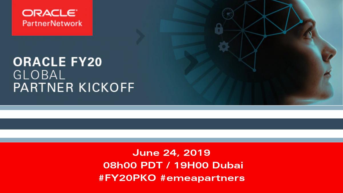 fjtorres's tweet photo. THE DAY HAS ARRIVED! Register now for @Oracle 's FY20 Global Partner Kickoff. Join us: June 24 at 17h00 CET &amp; hear from Oracle execs on ways to  prepare for a successful and rewarding FY20 for our @oraclepartners : #FY20PKO #OPN #emeapartners https://t.co/DRZU8VuI4s