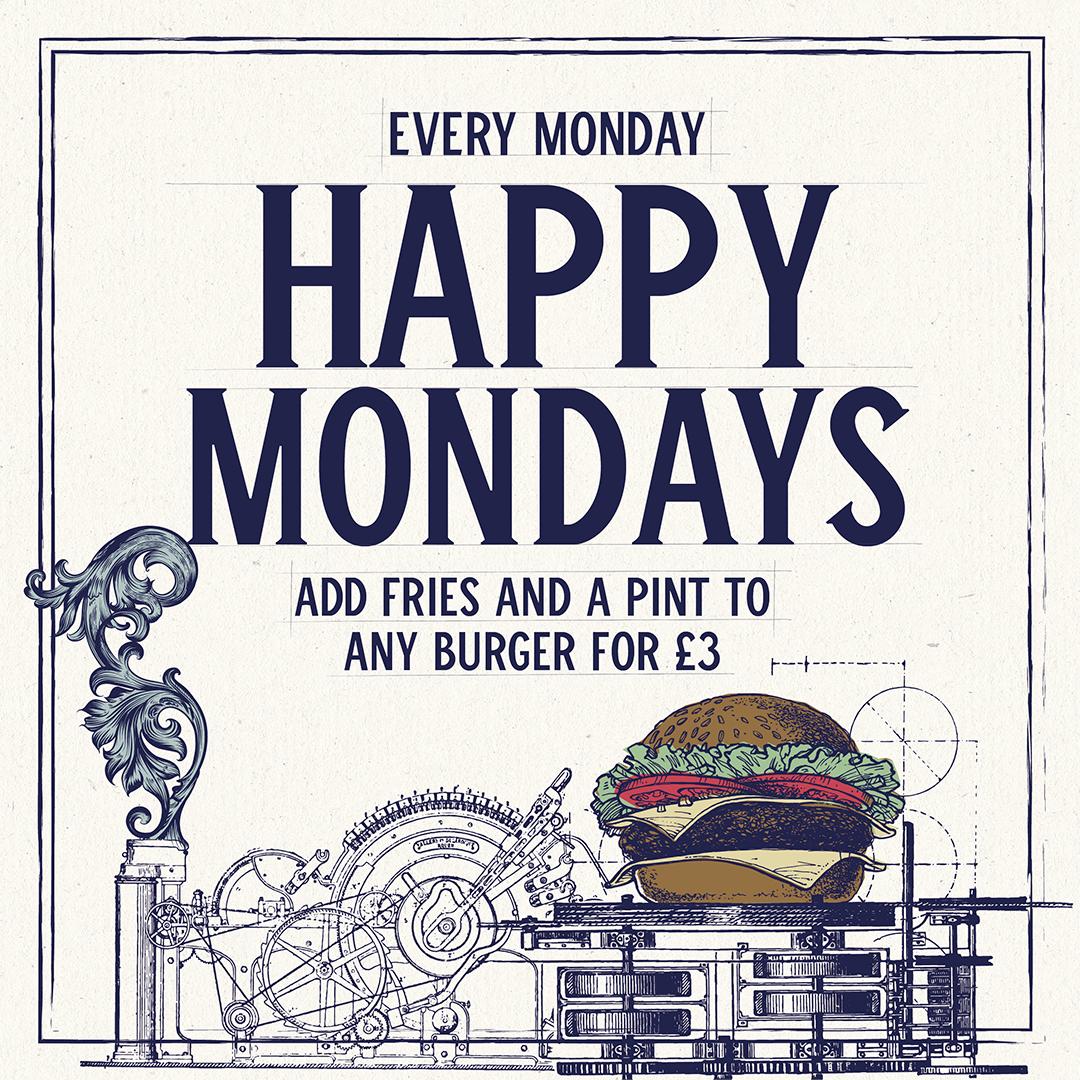 Don't worry. Be happy! 😃

We're giving you the perfect reason to banish those Monday blues! 🍔🍟🍺