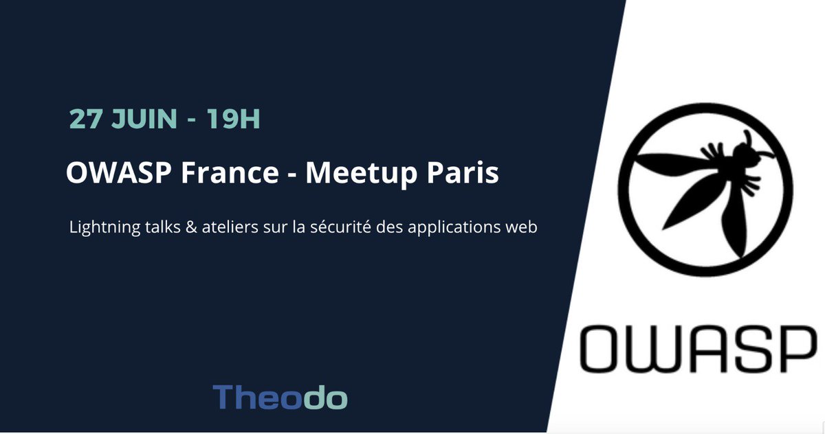 paulmolin42's tweet photo. Plus que quelques jours avant le prochain meetup @OWASP_France chez @theodo ! On a hâte de vous accueillir. 😃
Pour vous inscrire, c'est par ici : https://t.co/UC5lut7d2F
#AppSecParis https://t.co/8CwgujZYSe