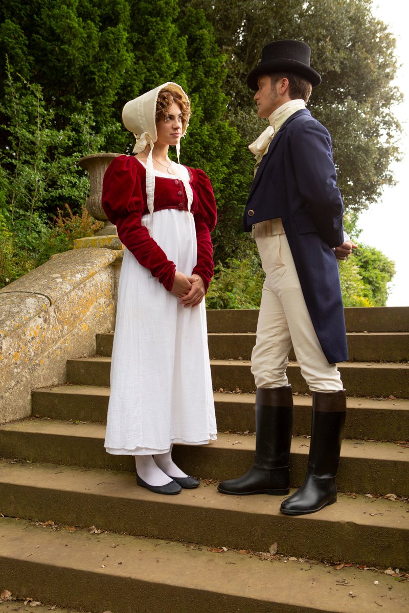 TheatreRoyalBSE's tweet photo. A first look at @CapassoSophia as Elizabeth Bennet and @1GeorgeBanks as Mr Darcy, in our upcoming production of Pride &amp; Prejudice. Fri 23 Aug - Sat 7 Sep, tickets - https://t.co/6joCkidk2S https://t.co/FFBcU6yh98